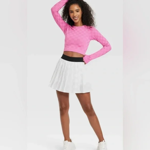 Joy Lab Women’s pleated checkered tennis skirt with attached shorts - Size L - Picture 2 of 13